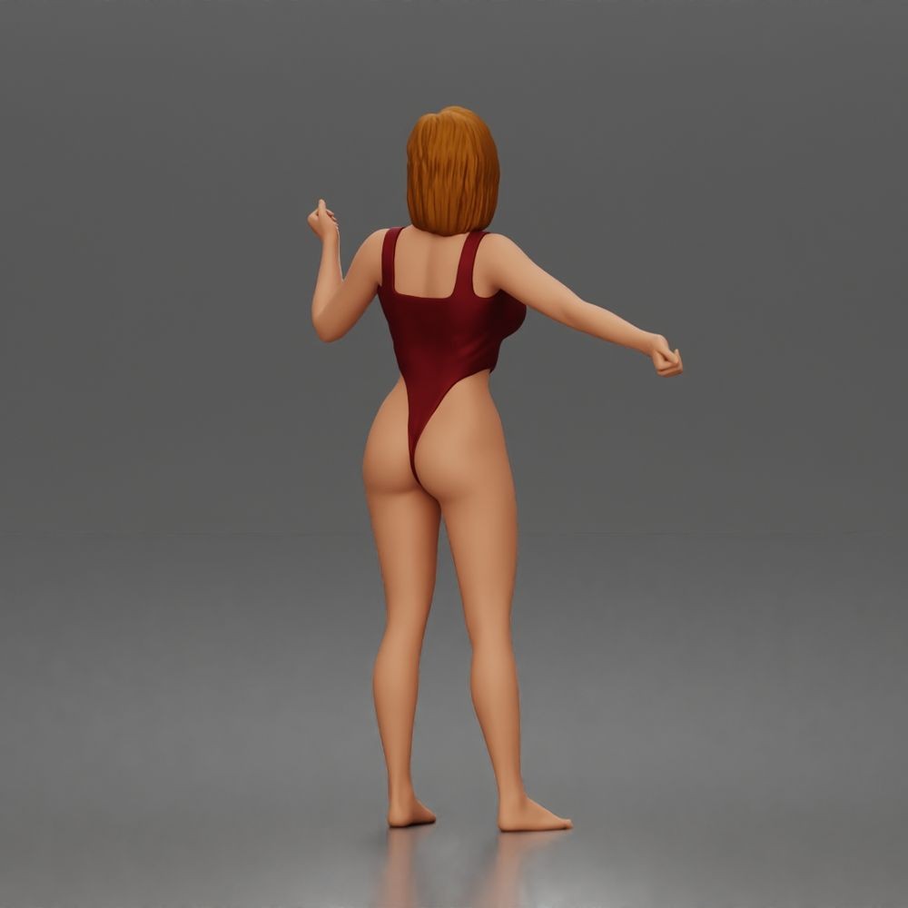 Diorama model making product photo 2: Standing female figure in a one-piece bodysuit with outstretched arms (a206)