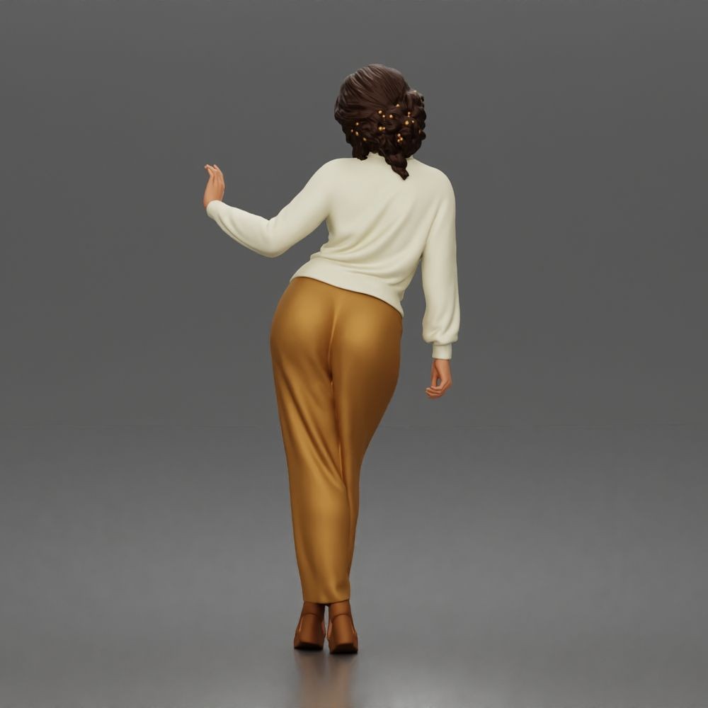 Diorama model-making product photo 3: Standing figure: woman in a turtleneck sweater, wide-leg trousers & platform shoes (a176)