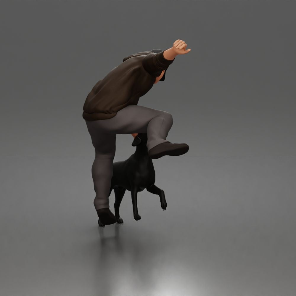 Diorama model making product photo 3: Diorama figure: Crouching man in a hooded sweatshirt (a201)