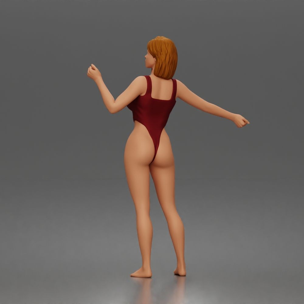 Diorama model-making product photo 3: Standing female figure in a one-piece bodysuit with outstretched arms (a206)