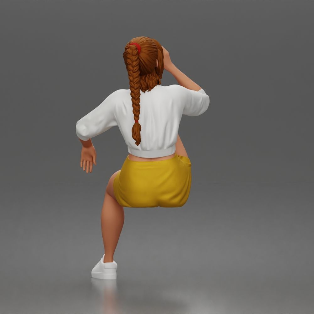 Diorama model-making product photo 3: Seated figure: man with cup, casual clothing & sneakers (a211)