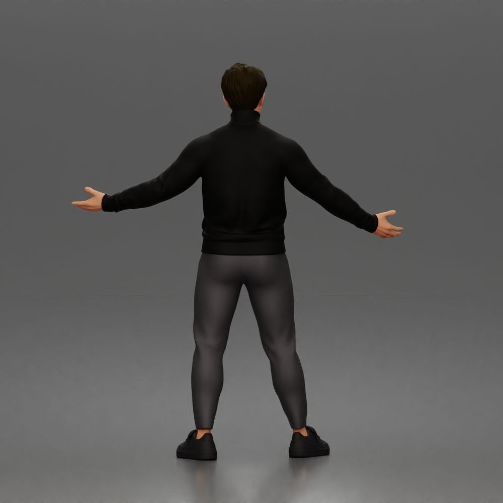 Diorama model making product photo 3: Standing figure: presenting man with turtleneck sweater and open arms (a190)