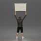 Diorama model-making product photo 3: Standing figure: protester with blank banner, hoodie & shorts (a178)