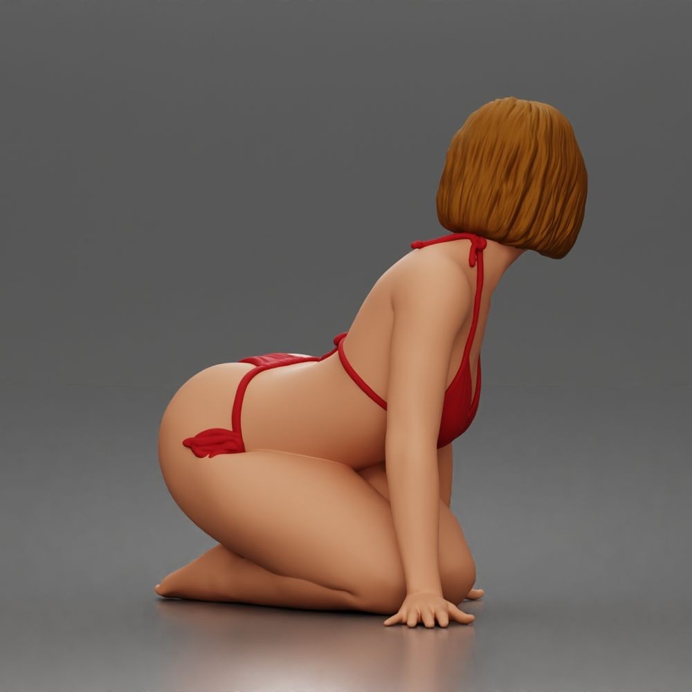 Diorama model-making product photo 3: Kneeling figure: beach woman in a tied bikini (a182)