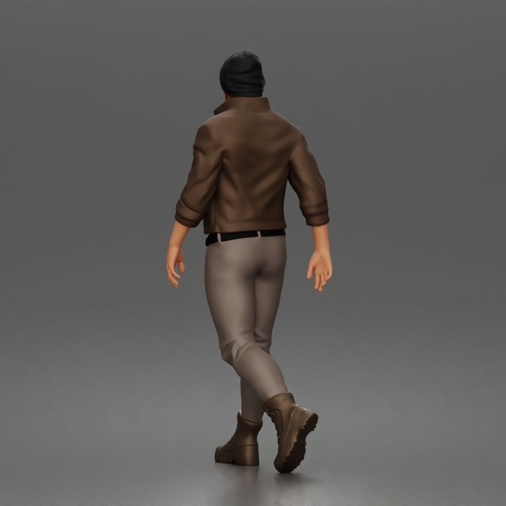 Diorama model making product photo 3: Walking figure: Bearded man with cap, jacket & boots (a188)