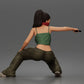 Diorama model-making product photo 3: Diorama figure: Crouching masked woman with pistol, crop top & baggy trousers (a169)