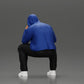 Diorama model-making product photo 5: Kneeling figure: Crouching man in a hoodie with hand on face (a163)
