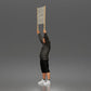 Diorama model-making product photo 4: Standing figure: protester with blank banner, hoodie & shorts (a178)
