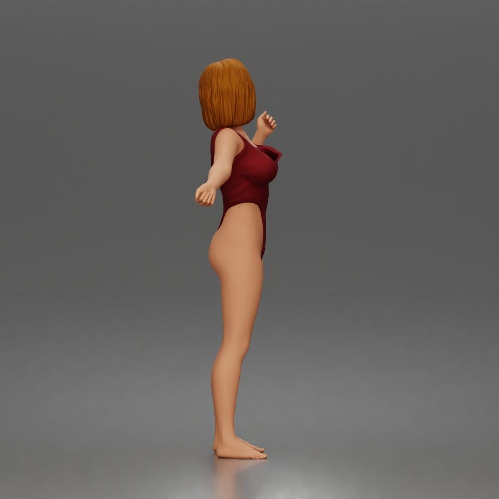 Diorama model-making product photo 4: Standing figure: woman in a one-piece bodysuit with outstretched arms (a206)