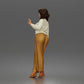 Diorama model making product photo 4: Standing female figure in a turtleneck sweater, wide-leg trousers & platform shoes (a176)