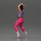 Diorama model-making product photo 5: Standing figure: woman in a jumpsuit with raised arms (a155)