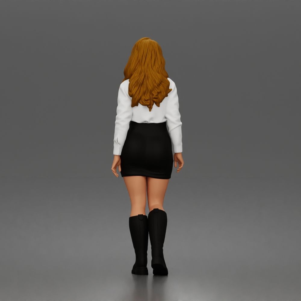 Diorama model making product photo 5: Standing figure: woman with blouse, miniskirt & knee-high boots (a197)