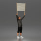 Diorama model-making product photo 5: Standing figure: protester with blank banner, hoodie & shorts (a178)