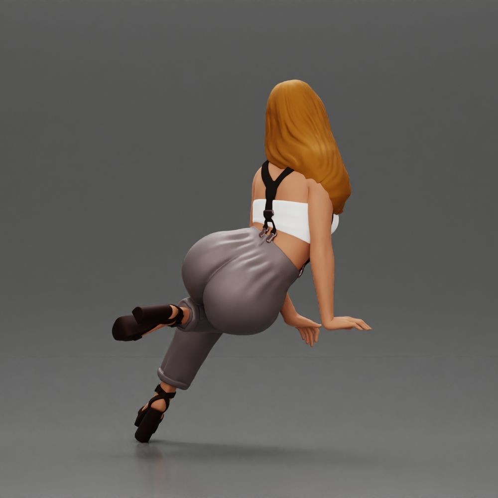 Diorama model-making product photo 6: seated female figure with sunglasses, sleeveless top & heeled sandals (a162)