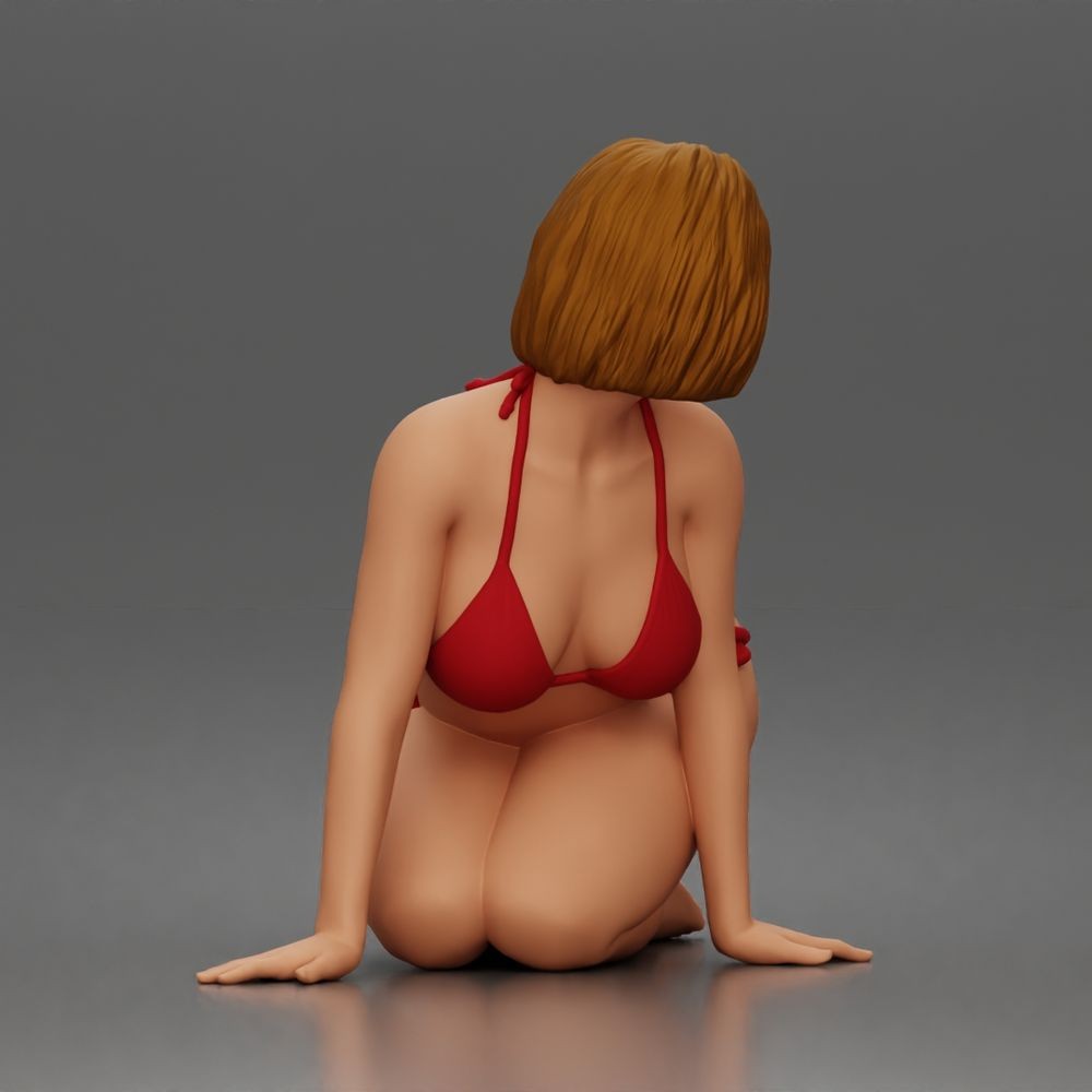 Diorama model-making product photo 5: Kneeling figure: beach woman in a tied bikini (a182)