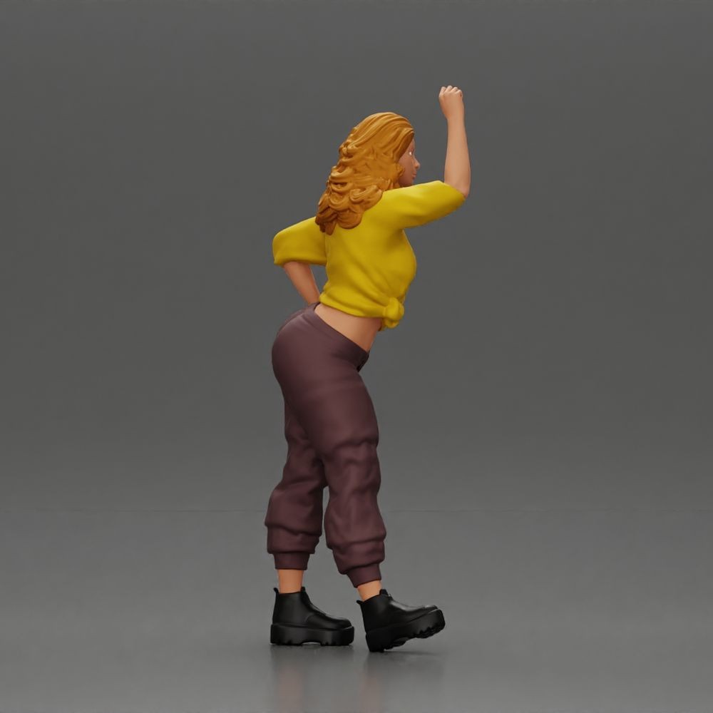 Diorama model-making product photo 6: Standing figure: woman with raised arm and hand on hip (a157)
