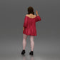 Diorama model-making product photo 5: Standing figure: Waving woman with off-the-shoulder top & platform shoes (a199)