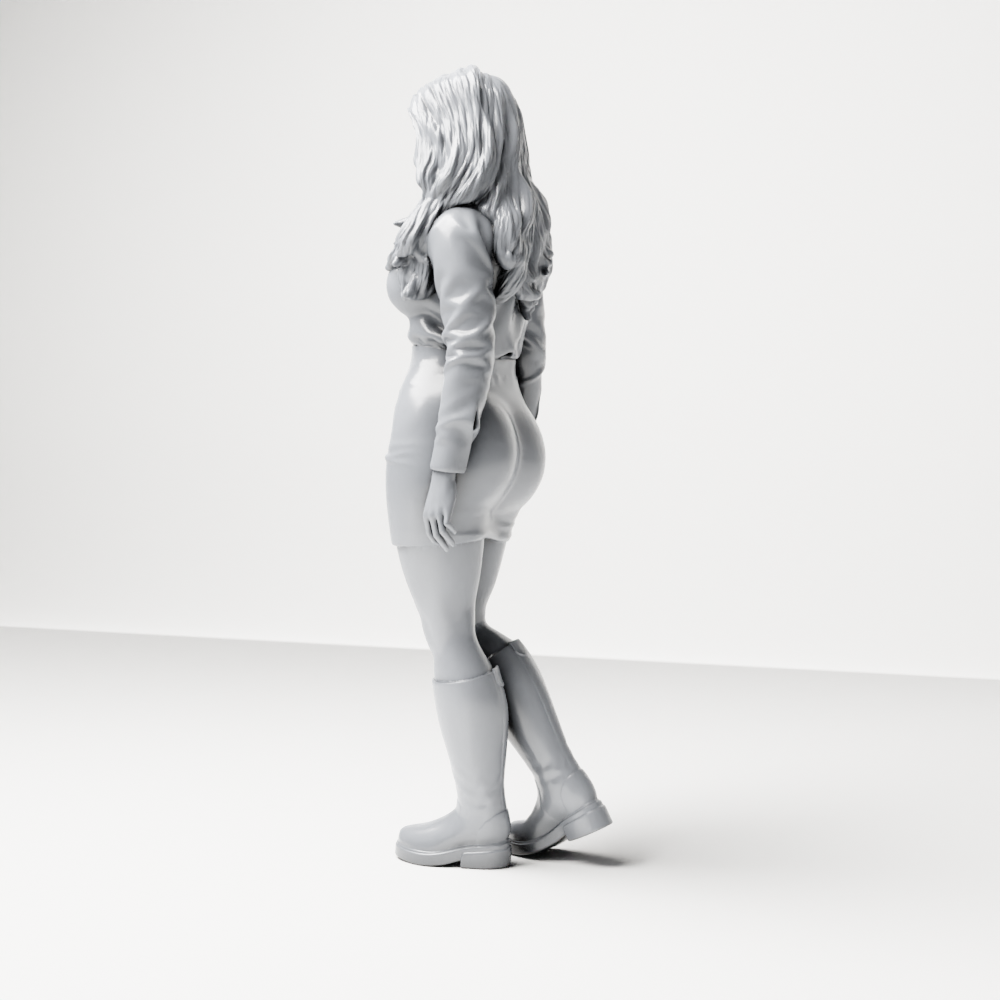 Diorama model-making product photo 6: Standing figure: woman with blouse, miniskirt & knee-high boots (a197)