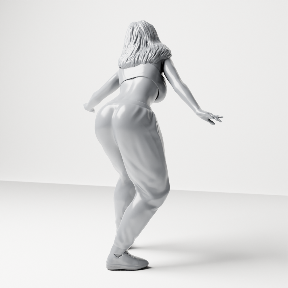 Diorama model-making product photo 3: Standing figure: Skater girl in a balancing pose with crop top, sweatpants & sneakers (a171)