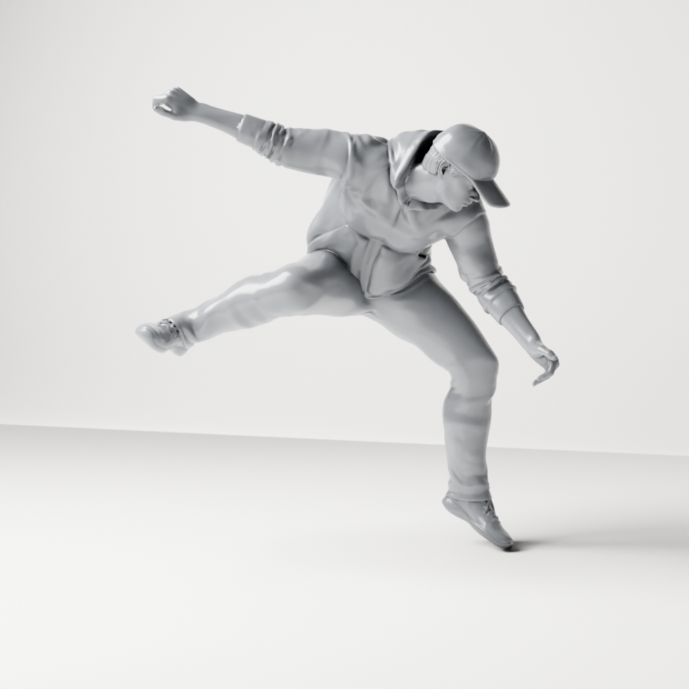 Diorama model-making product photo 6: Diorama figure: Crouching man in a hoodie (a201)