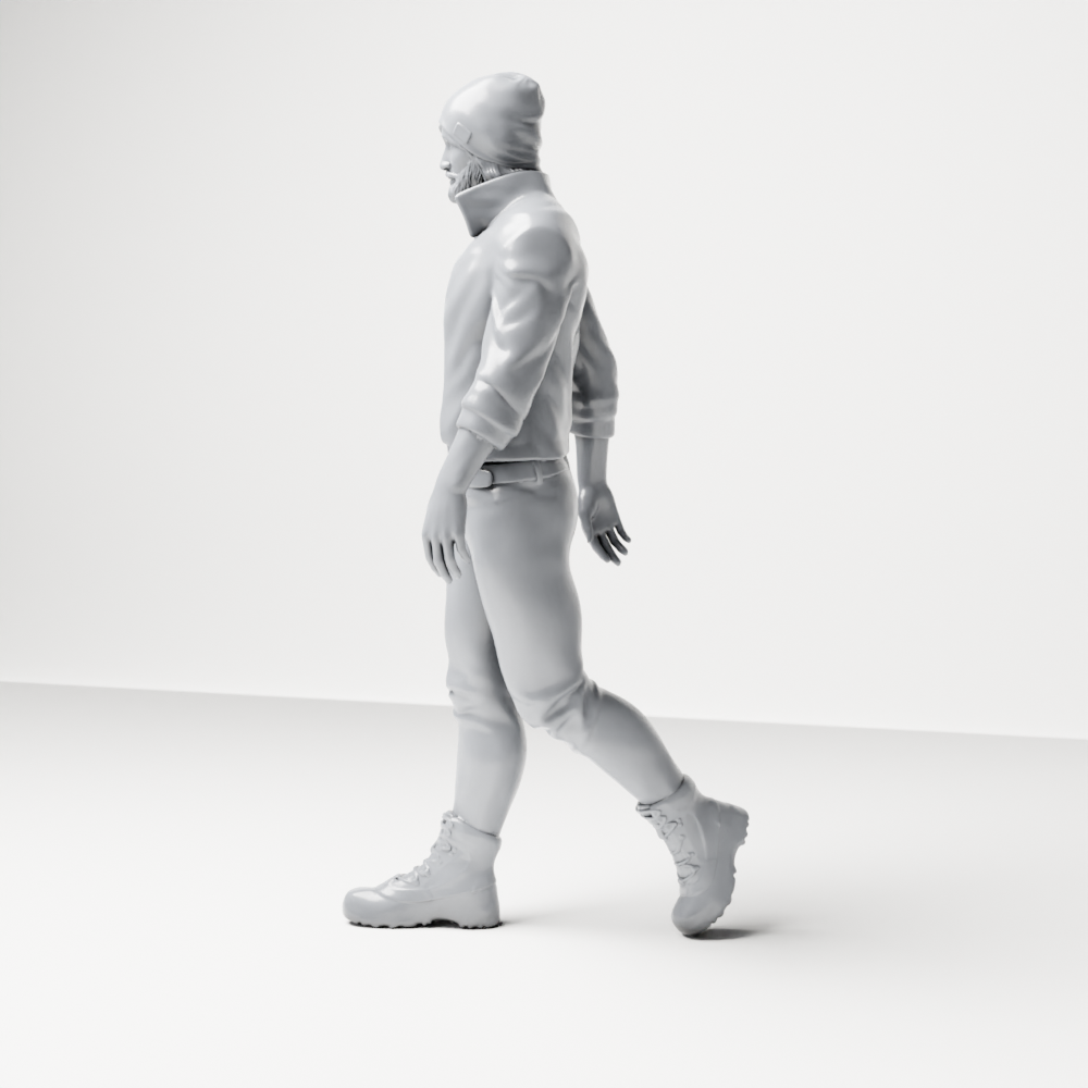 Diorama model-making product photo 6: Walking figure: Bearded man with cap, jacket & boots (a188)
