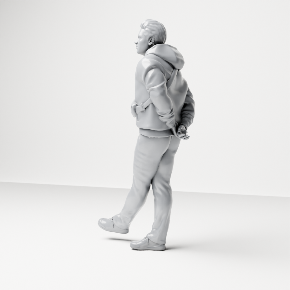 Diorama model-making product photo 7: Walking figure: man in casual clothing with hands behind his back (a158)