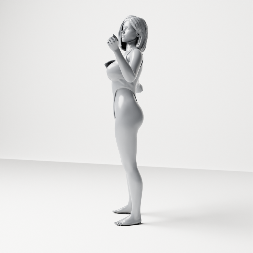 Diorama model-making product photo 6: Standing female figure in a one-piece bodysuit with outstretched arms (a206)
