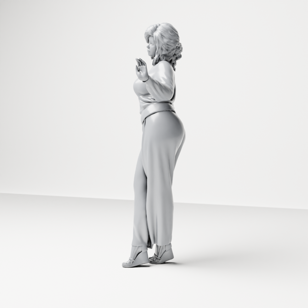 Diorama model-making product photo 6: Standing figure: woman with turtleneck sweater, wide-leg trousers & platform shoes (a176)