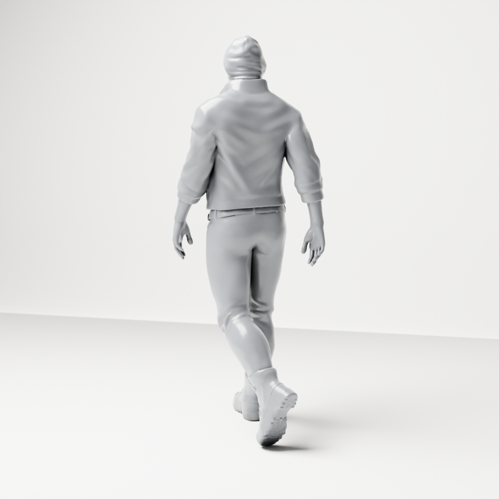 Diorama model-making product photo 7: Walking figure: Bearded man with cap, jacket & boots (a188)