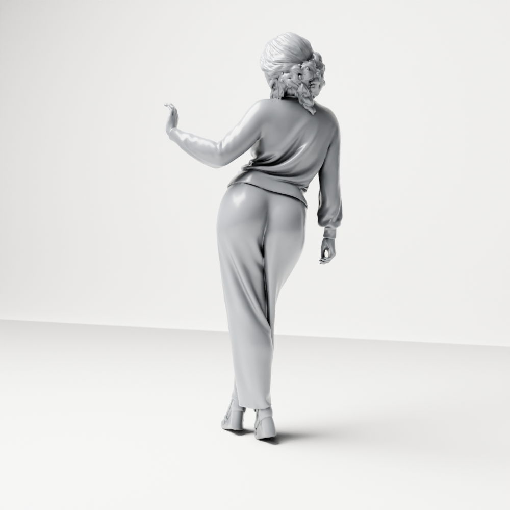 Diorama model-making product photo 7: Standing female figure with turtleneck sweater, wide-leg trousers & platform shoes (a176)