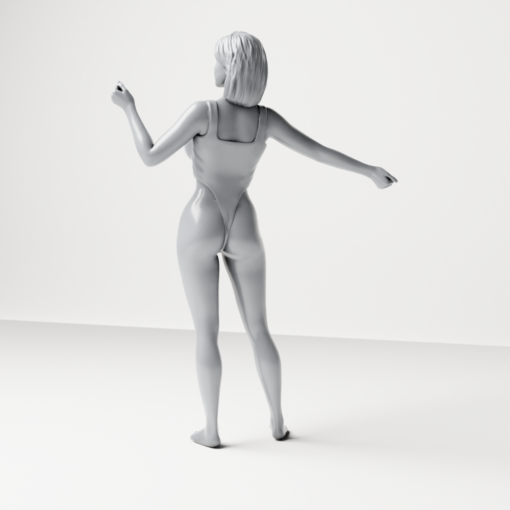 Diorama model making product photo 7: Standing female figure in a one-piece bodysuit with outstretched arms (a206)