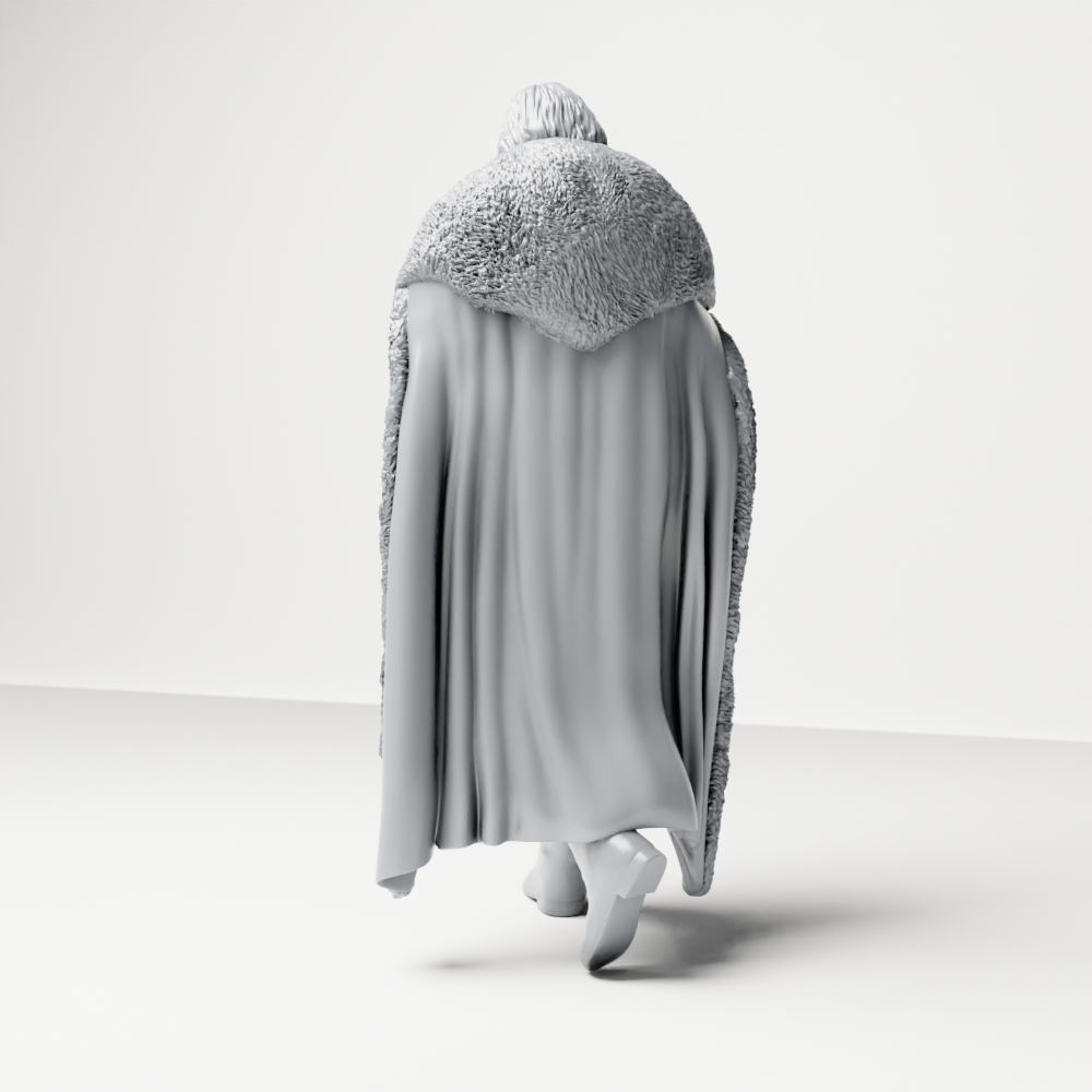 Diorama model-making product photo 6: Walking figure: warrior in heavy armor with a floor-length fur cloak (a207)