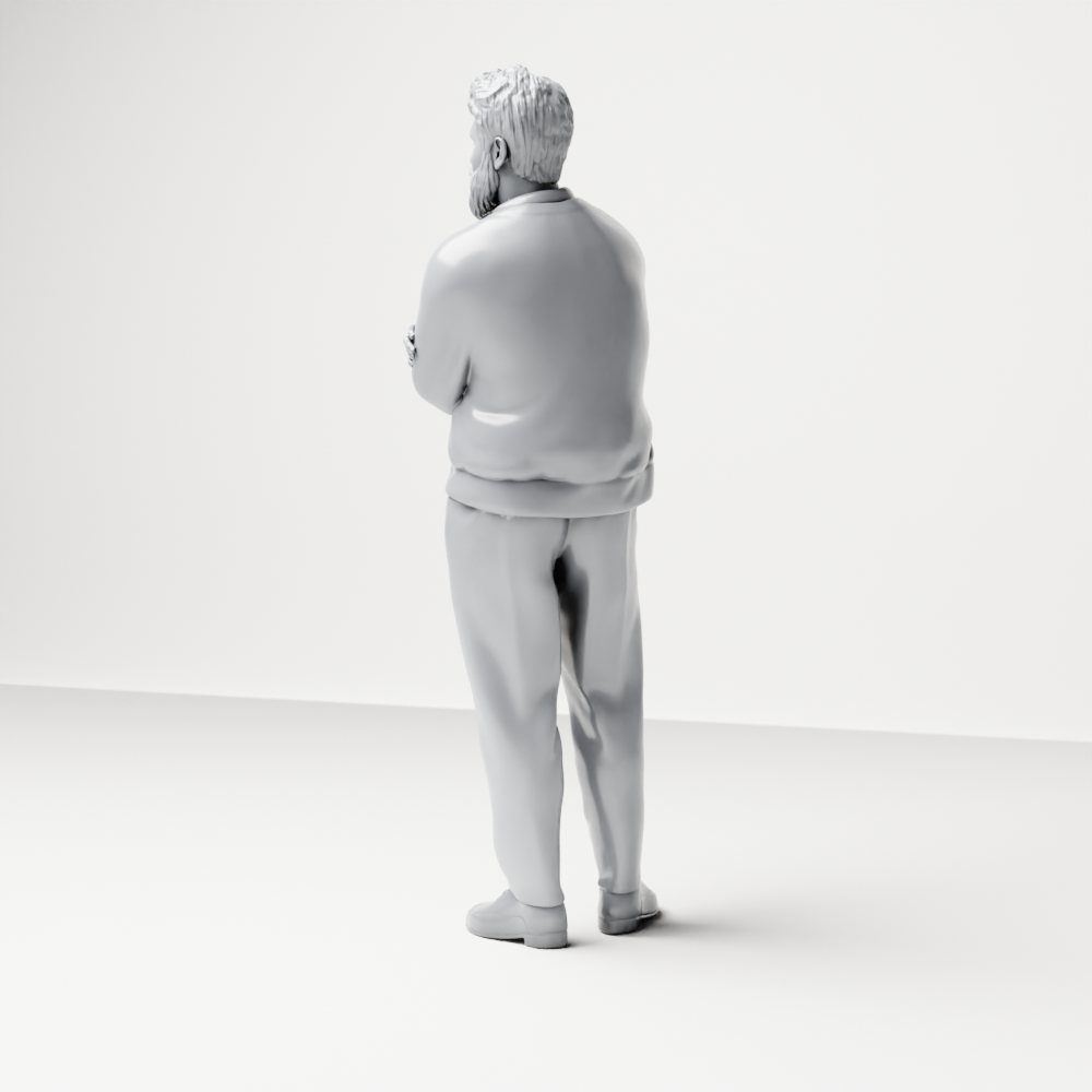 Diorama model making product photo 7: Standing figure: bearded man with folded arms & cardigan (a208)