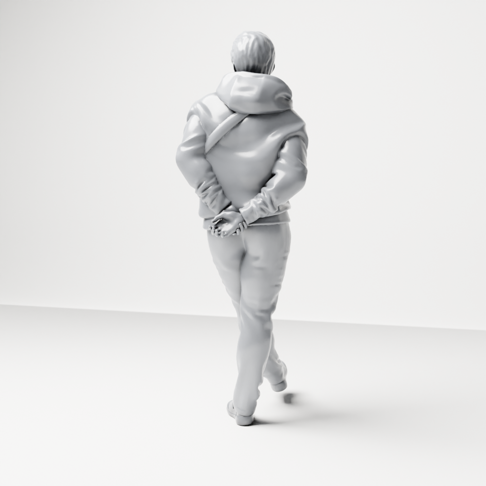Diorama model-making product photo 8: Walking figure: man in casual clothing with hands behind his back (a158)