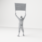 Diorama model-making product photo 7: Standing figure: Protester with blank banner, hoodie & shorts (a178)