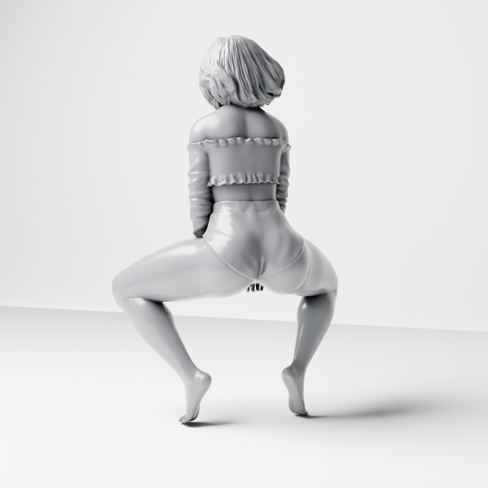 Diorama model-making product photo 7: Crouching figure: dancer in an off-the-shoulder crop top & shorts (a185)