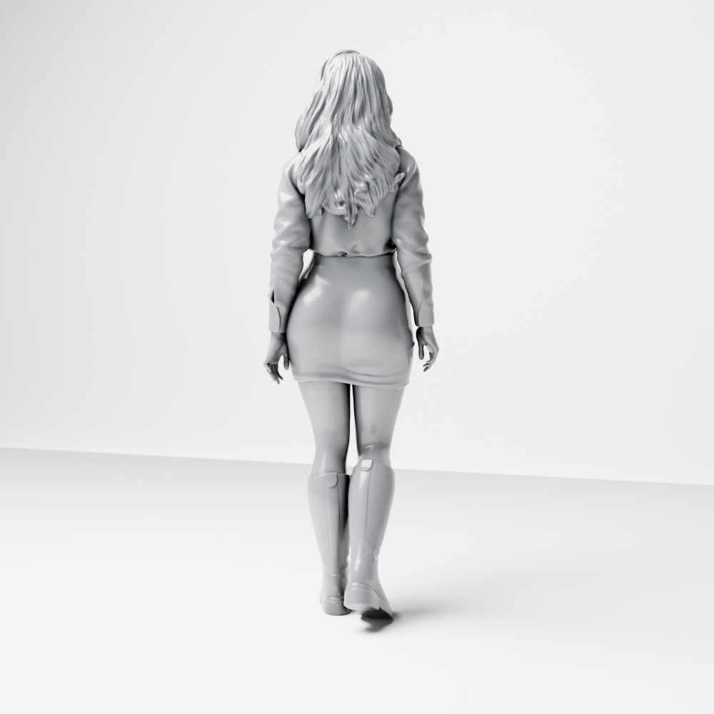 Diorama model-making product photo 7: Standing female figure with blouse, miniskirt & knee-high boots (a197)