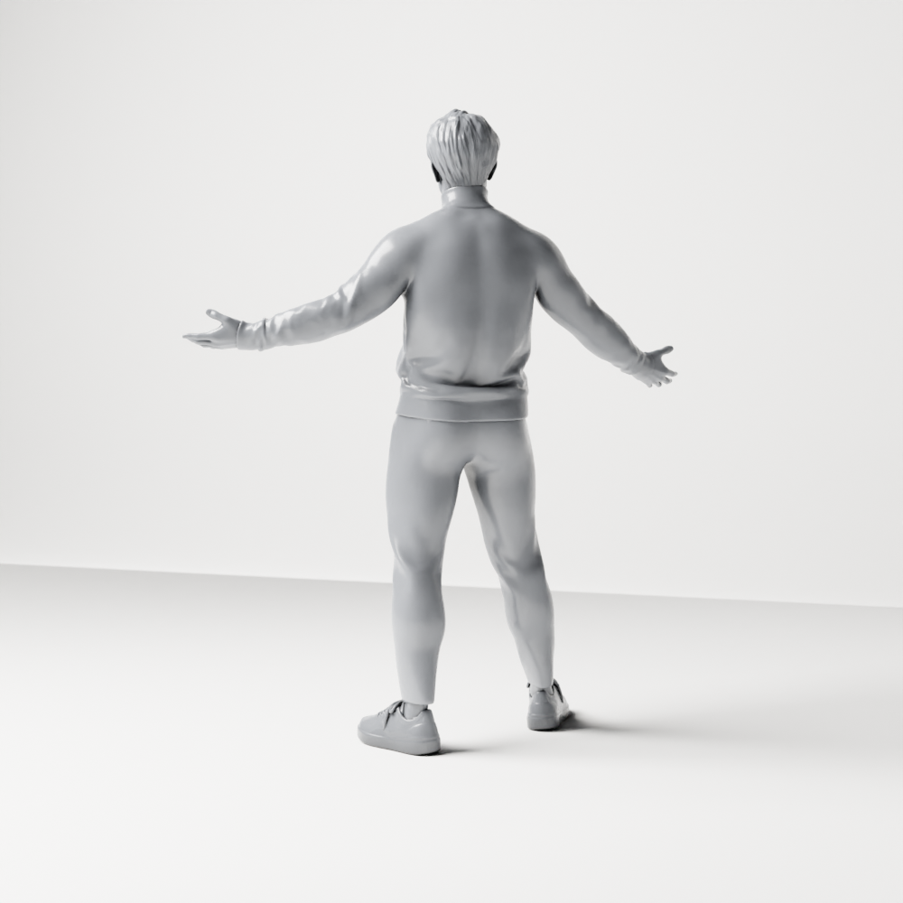 Diorama model-making product photo 7: Standing figure: presenting man with turtleneck sweater and open arms (a190)