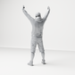 Diorama Modellbau Produktfoto 4: Stehende Figur: Demonstrant mit Banner, Kapuzenjacke, Shorts & Sportschuhen (a179)