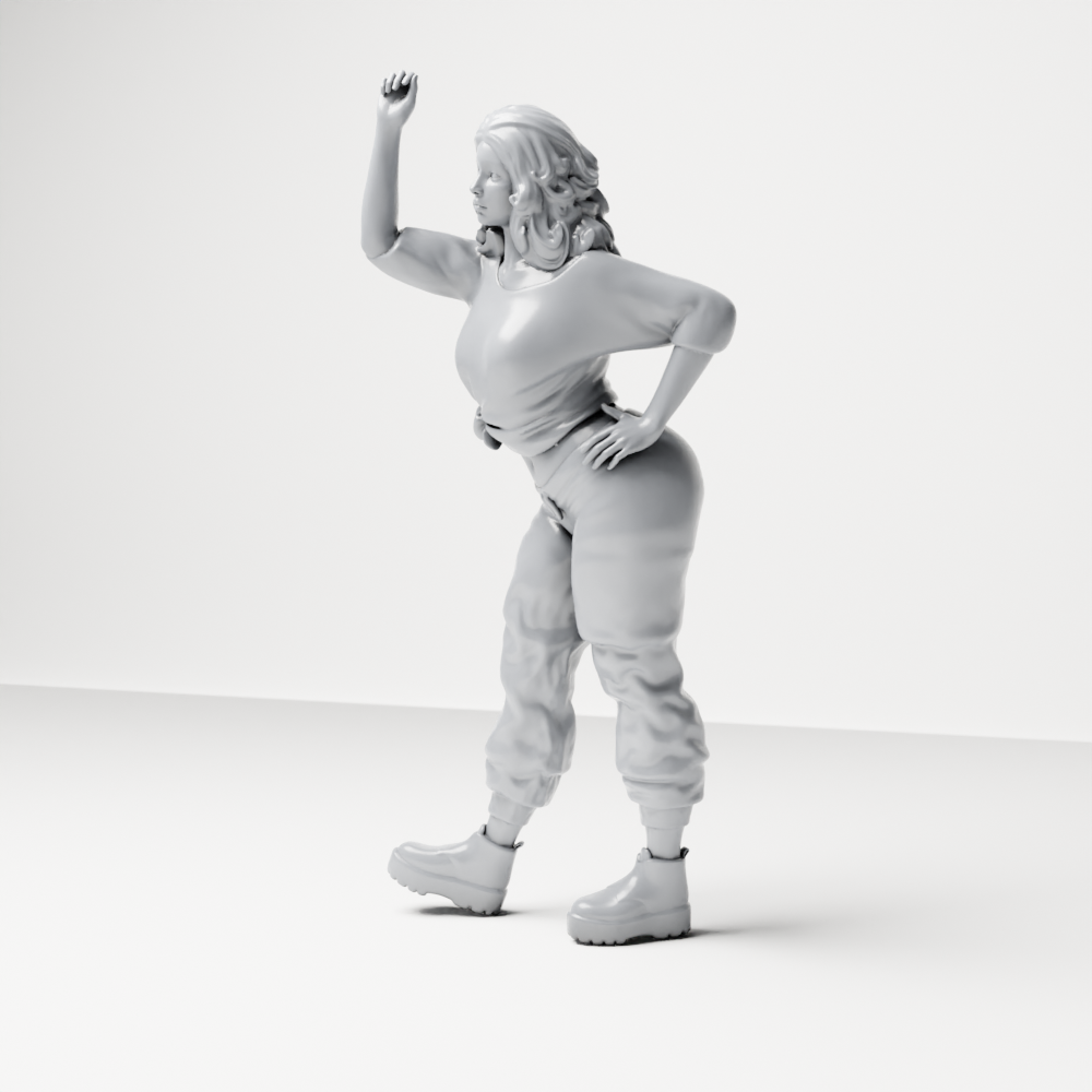 Diorama model making product photo 9: Standing figure: woman with raised arm and hand on hip (a157)