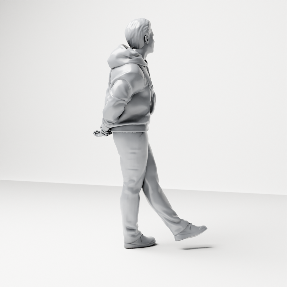 Diorama model building product photo 9: Walking figure: man in casual clothing with hands behind his back (a158)