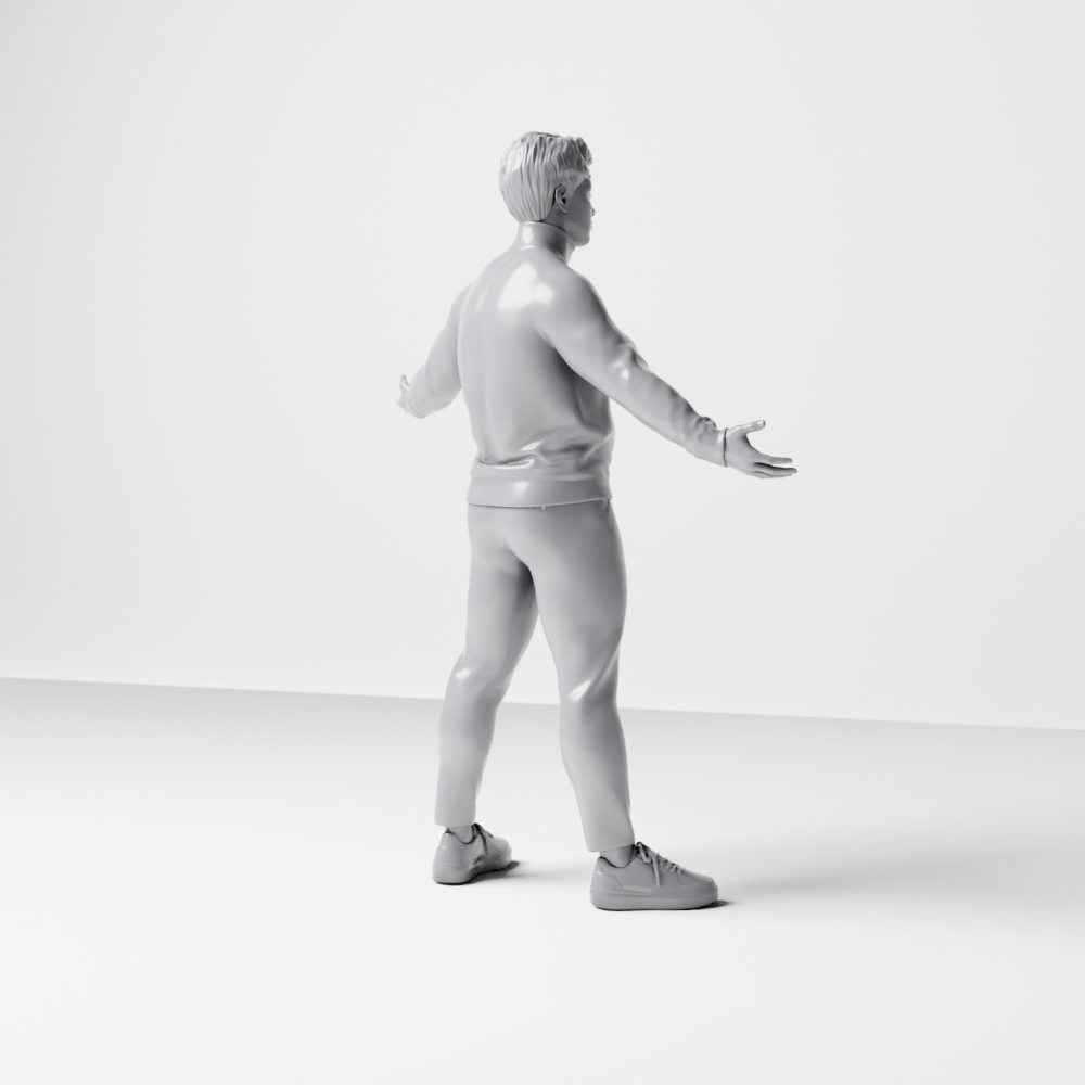 Diorama modelmaking product photo 8: Standing figure: presenting man with turtleneck sweater and open arms (a190)