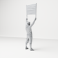 Diorama model-making product photo 8: Standing figure: Protester with blank banner, hoodie & shorts (a178)