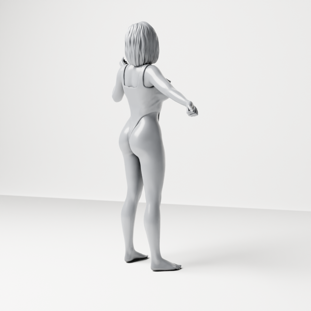 Diorama model-making product photo 8: Standing figure: woman in a one-piece bodysuit with outstretched arms (a206)