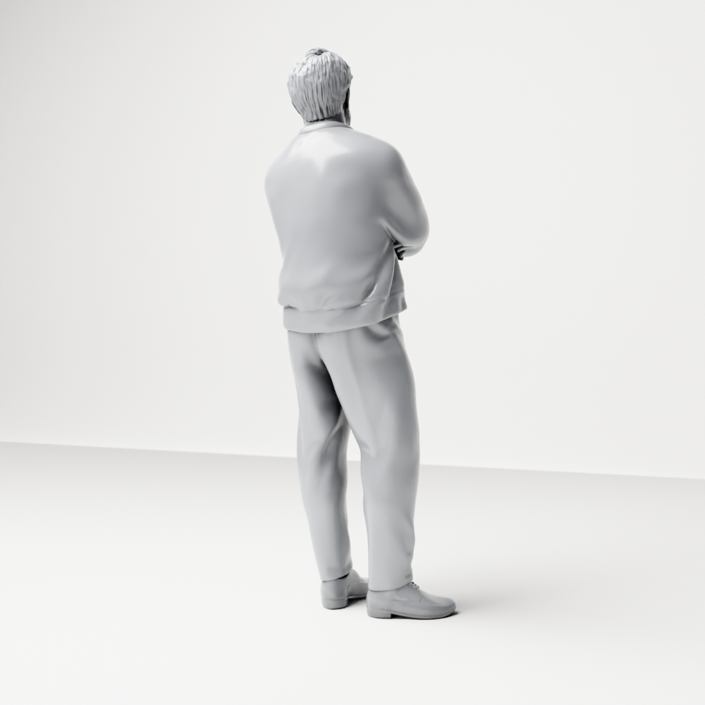 Diorama model-making product photo 8: Standing figure: Bearded man with folded arms & cardigan (a208)