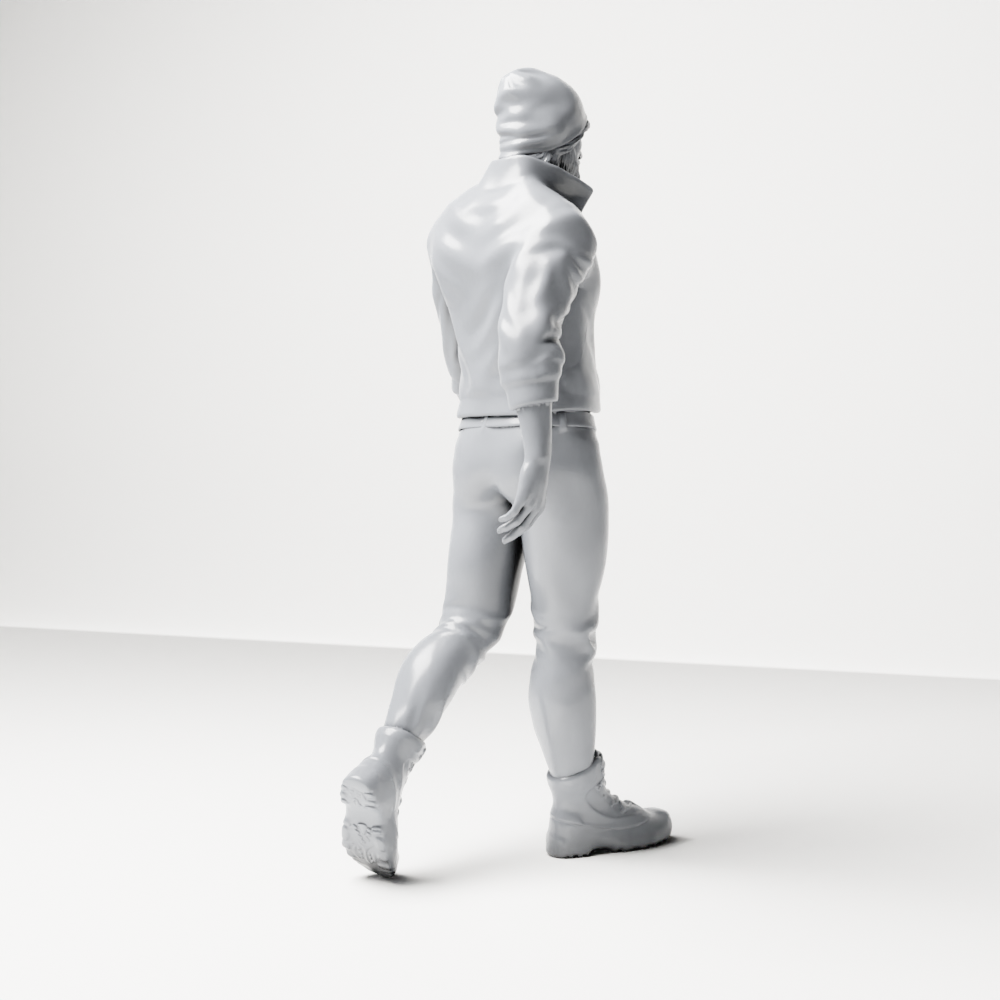 Diorama model making product photo 8: Walking figure: Bearded man with cap, jacket & boots (a188)