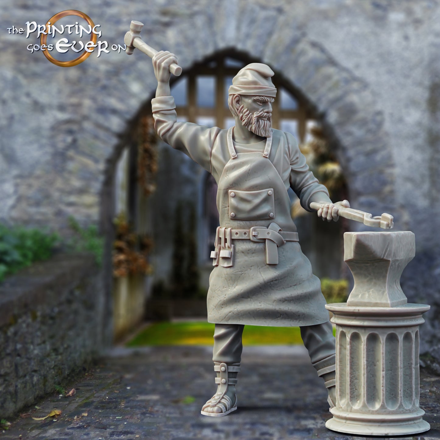 Product photo Tabletop 28mm The Printing Goes Ever On (TPGEO) 0: Medieval Townsfolk: Blacksmith, Lumberjack, Baker, Sculptor, Cobbler, Nobles, Children