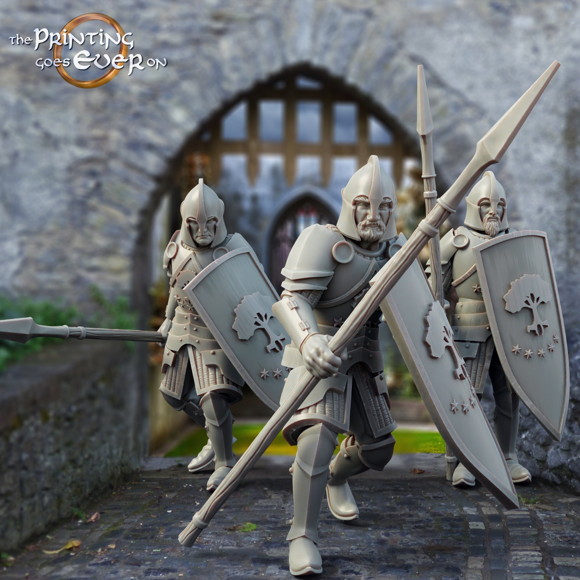 Product photo Tabletop 28mm The Printing Goes Ever On (TPGEO) 0: Watch and Archers: Medieval Knight Squad - Warriors of the White City