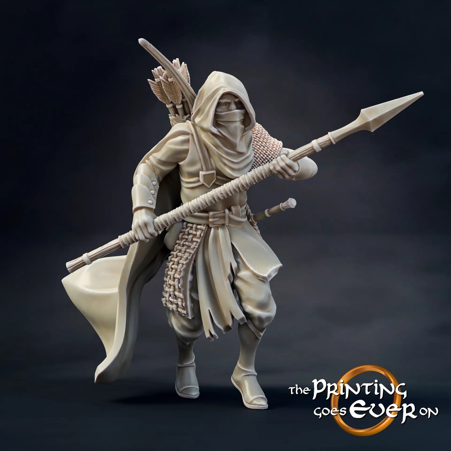 Product photo Tabletop 28mm The Printing Goes Ever On (TPGEO) 0: Northern Ranger: Forestland ranger with sword, spear, and bow