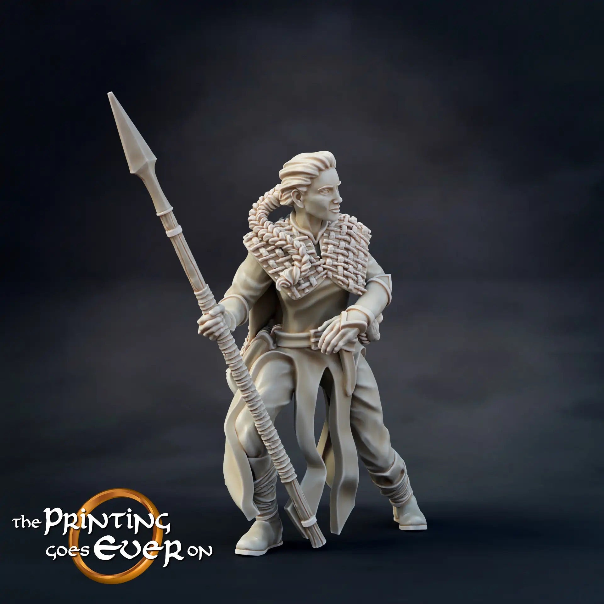 Product photo Tabletop 28mm The Printing Goes Ever On (TPGEO) 0: Northern Ranger: Forestland ranger with sword, spear, and bow